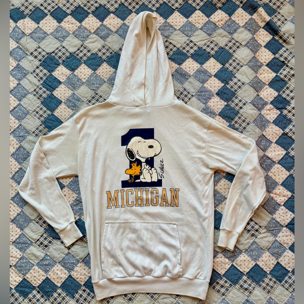 Vintage university of Michigan snoopy Woodstock peanuts hoody 60s 70s small